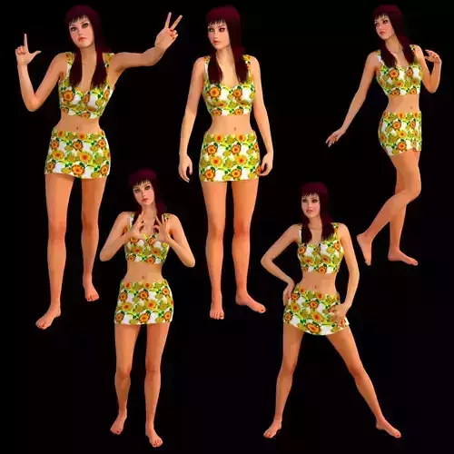 T10-LADY woman in orange bikini 3D model