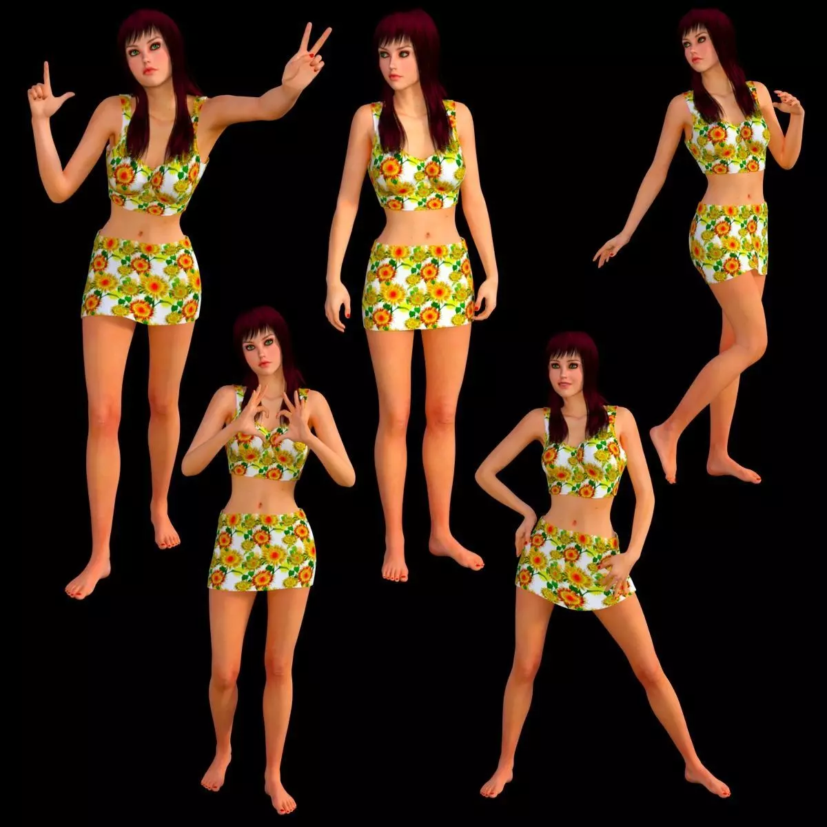 T10-LADY woman in orange bikini 3D model_0