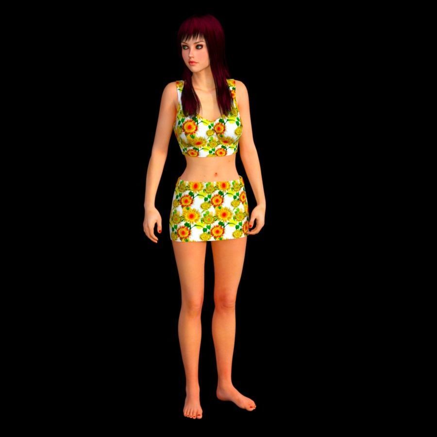 T10-LADY woman in orange bikini 3D model_5