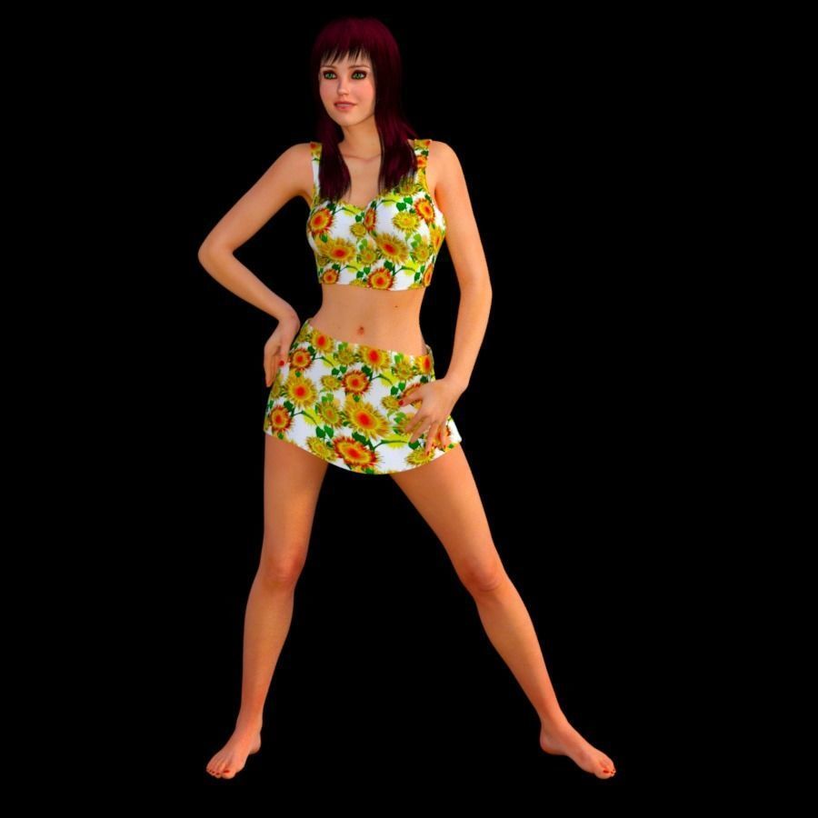 T10-LADY woman in orange bikini 3D model_1
