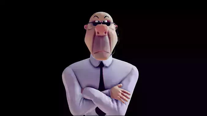 Bodyguard cartoon man on carpet