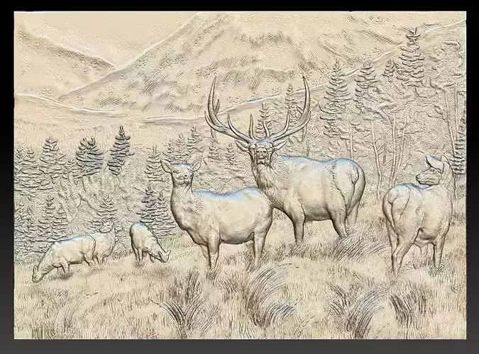 Deer in the mountains - relief - 2018