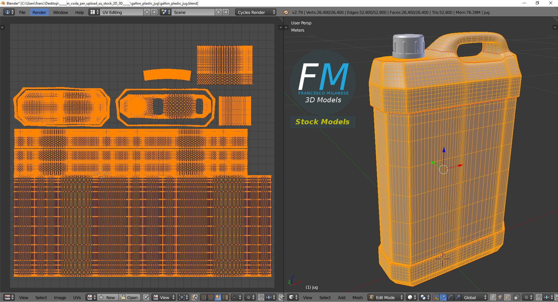 Gallon plastic jug 3D model_10