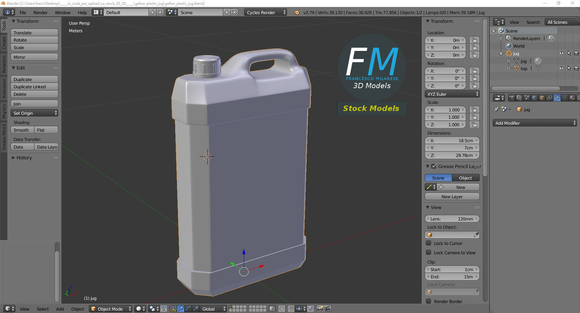 Gallon plastic jug 3D model_9
