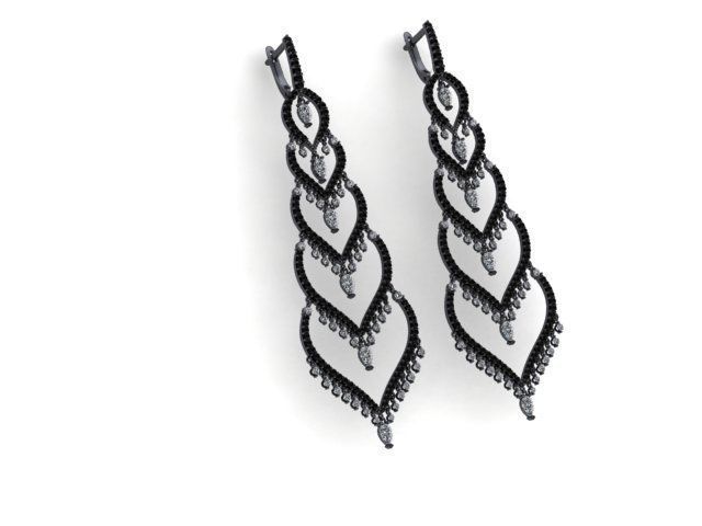 earrings print model pair of with diamonds 3D print model_17