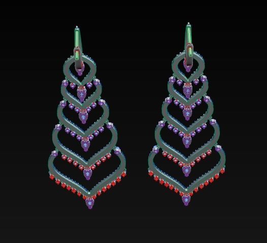 earrings print model pair of with diamonds 3D print model_14