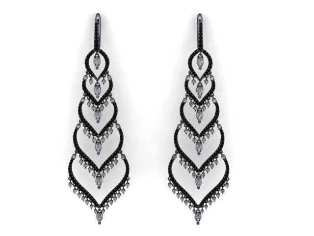 earrings print model pair of with diamonds 3D print model_9