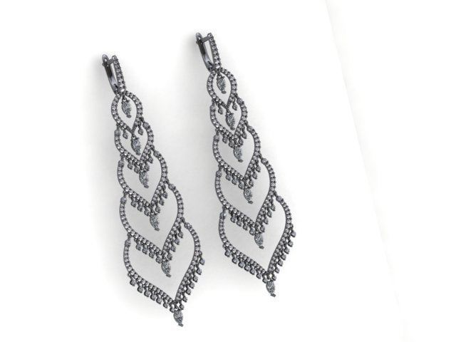 earrings print model pair of with diamonds 3D print model_22
