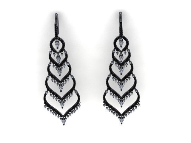 earrings print model pair of with diamonds 3D print model_11