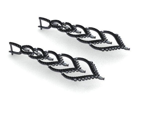 earrings print model pair of with diamonds 3D print model_15