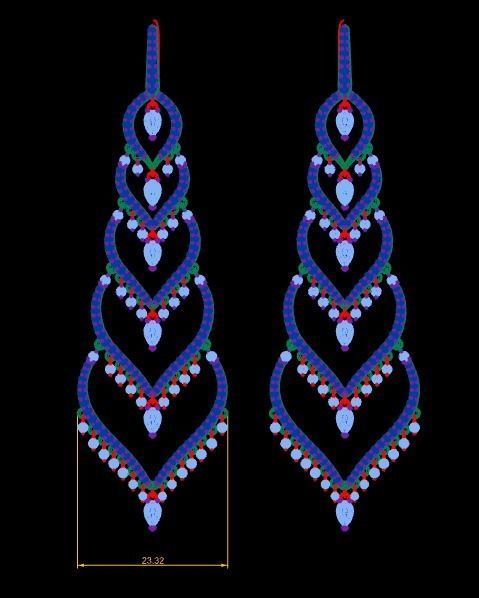 earrings print model pair of with diamonds 3D print model_10