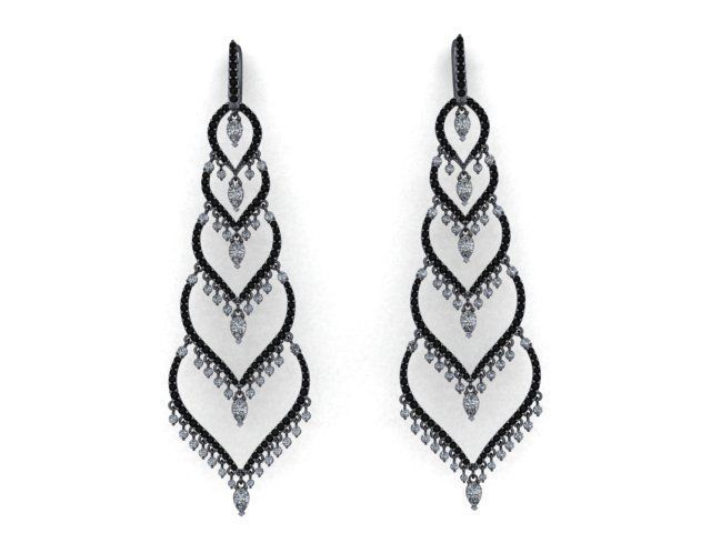 earrings print model pair of with diamonds 3D print model_7