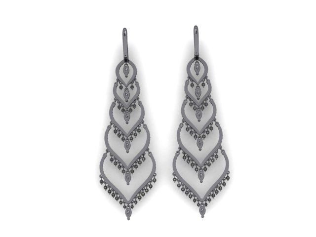 earrings print model pair of with diamonds 3D print model_21