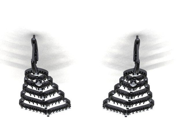 earrings print model pair of with diamonds 3D print model_13