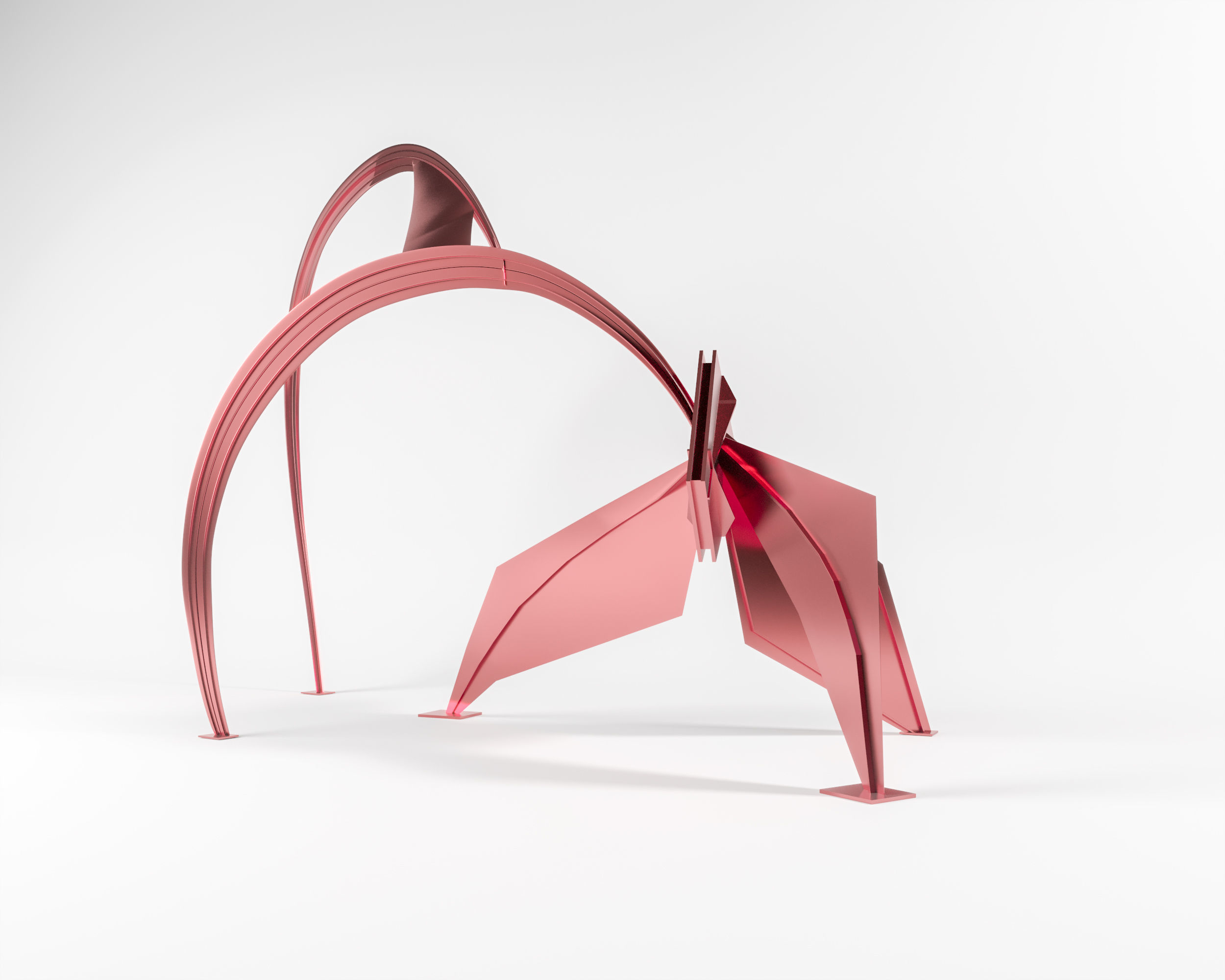 Red modern sculpture 3D model_2