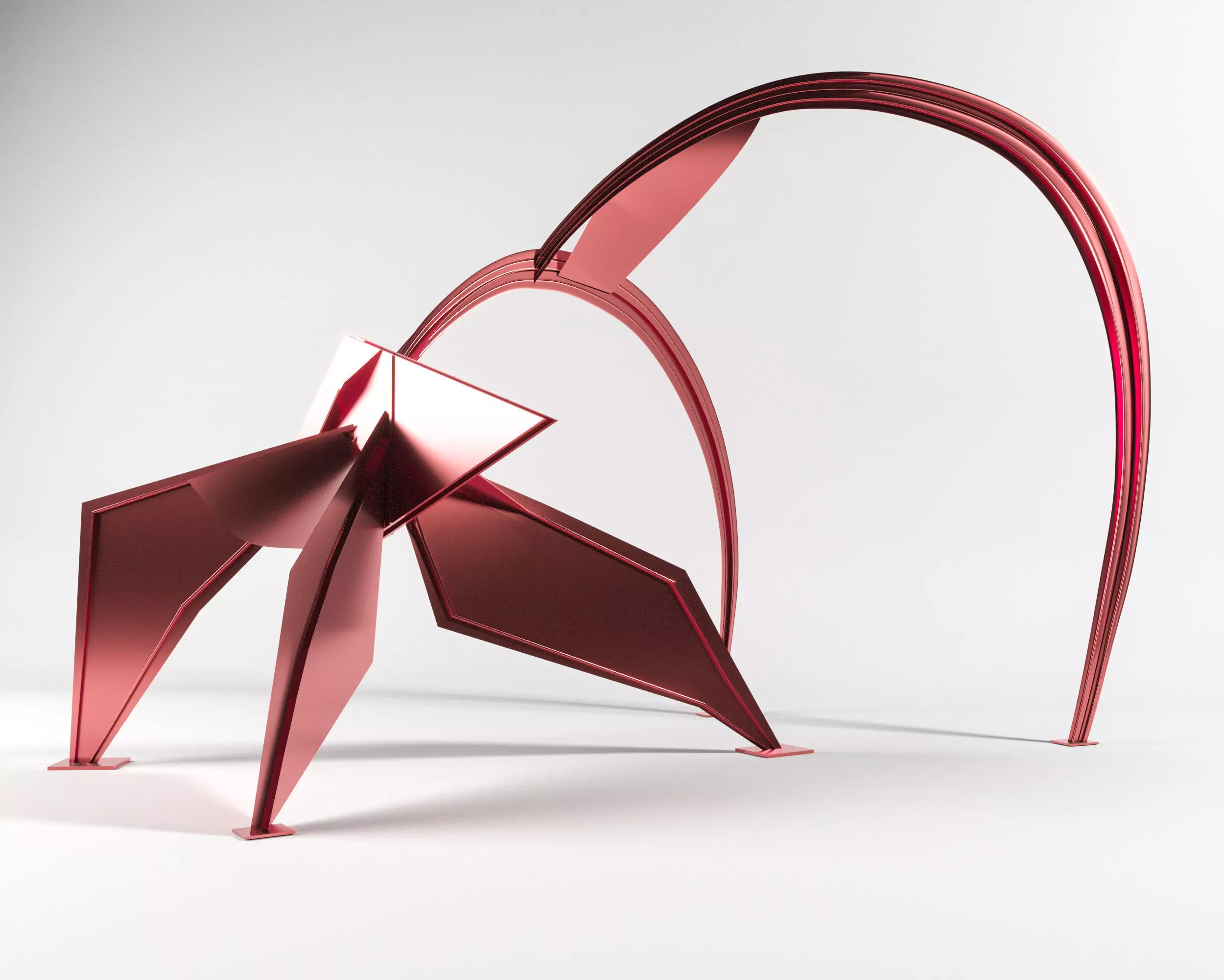 Red modern sculpture 3D model_0
