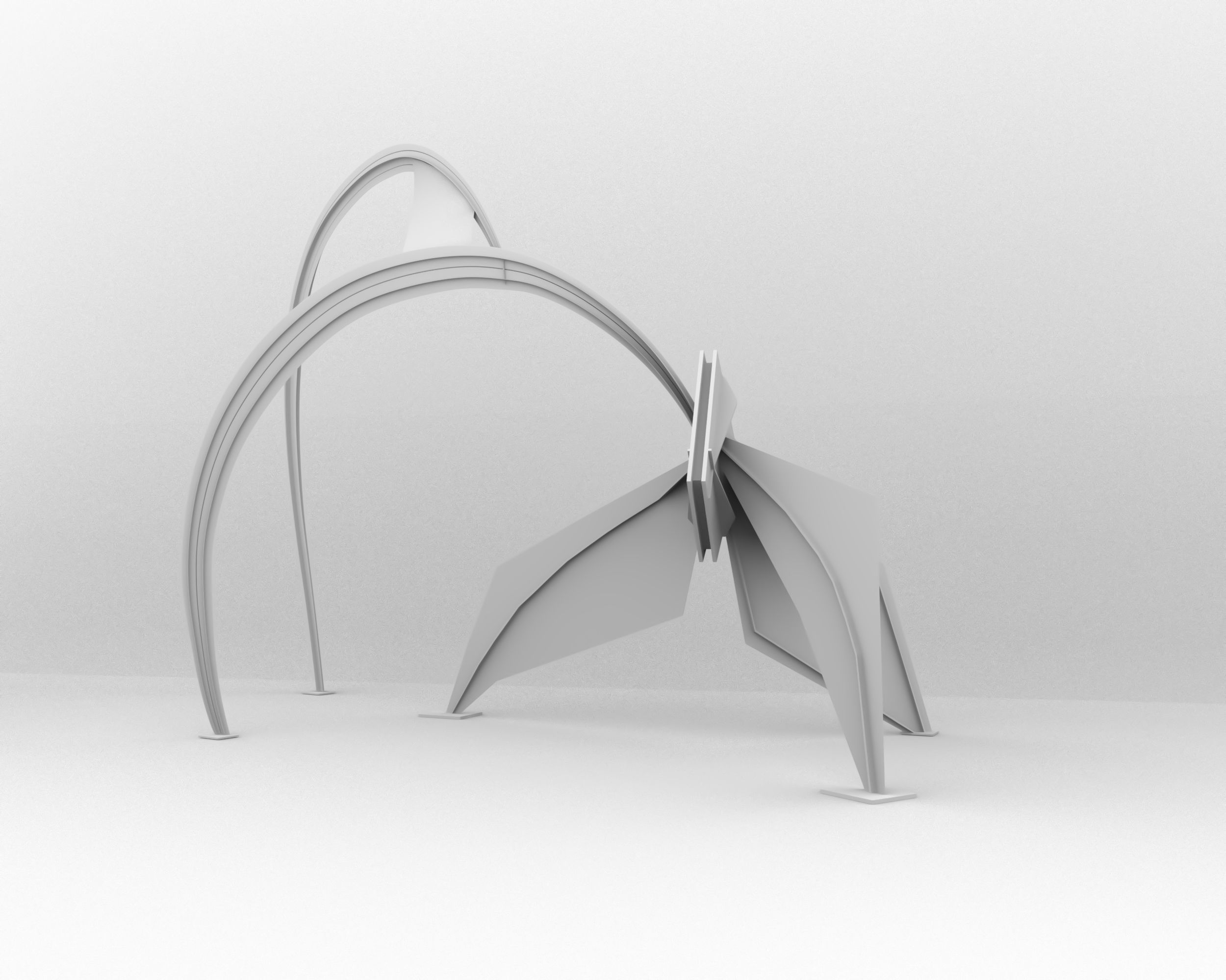 Red modern sculpture 3D model_3