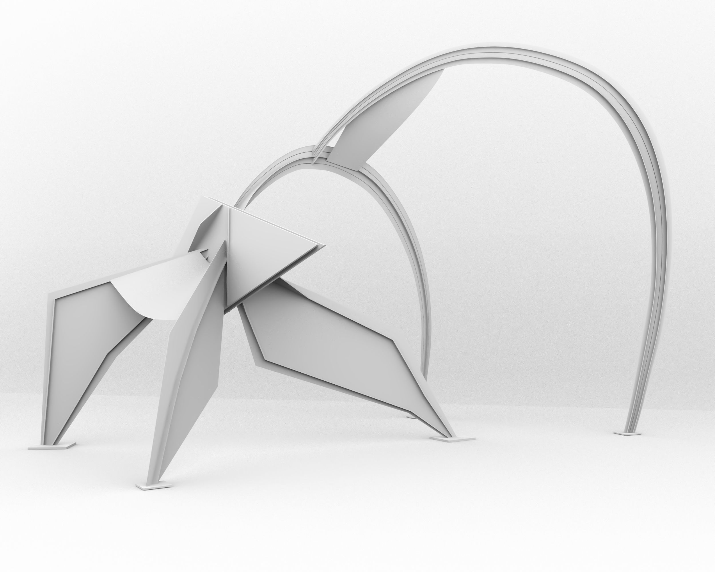 Red modern sculpture 3D model_1