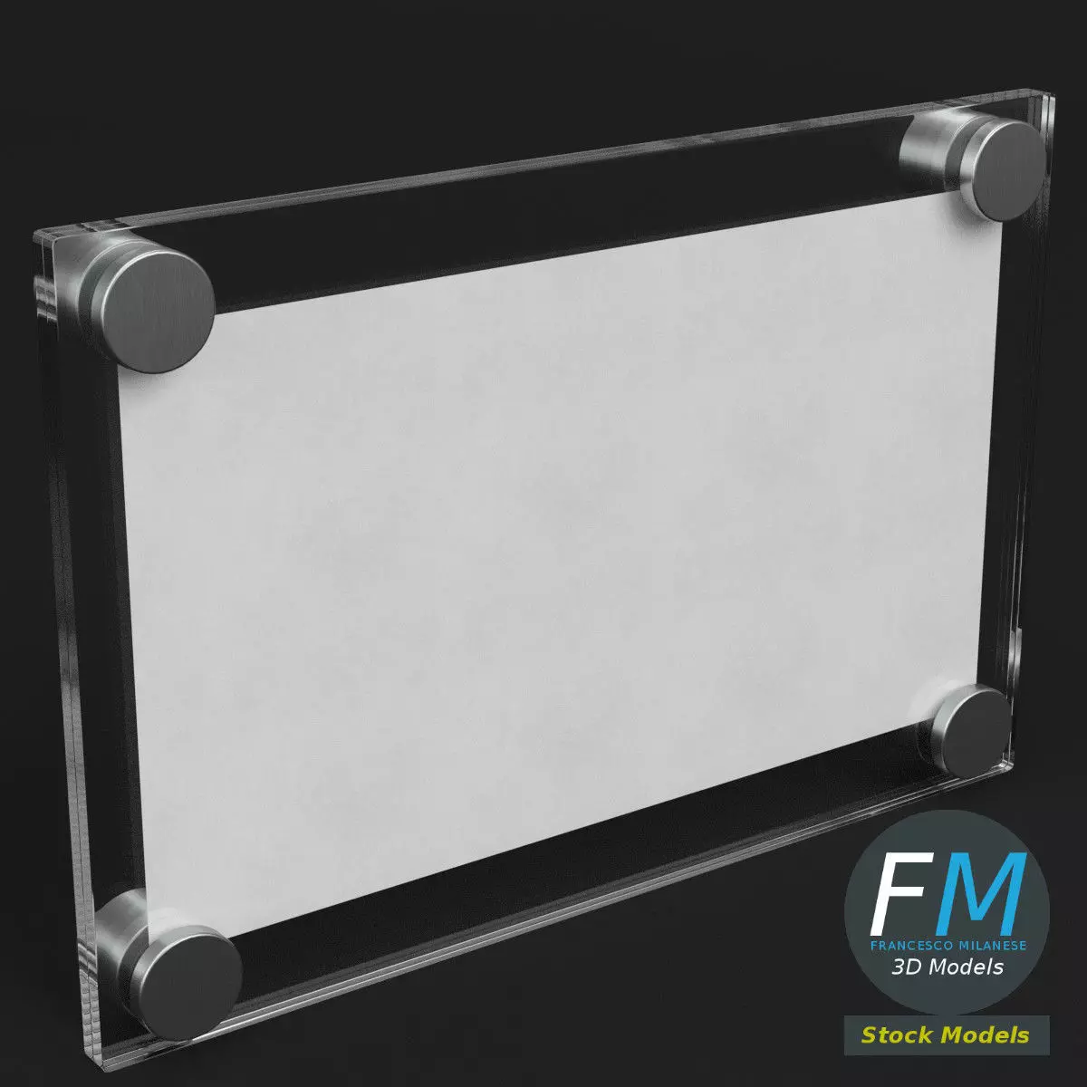 Wall mounted glass plate mockup 3D model_0