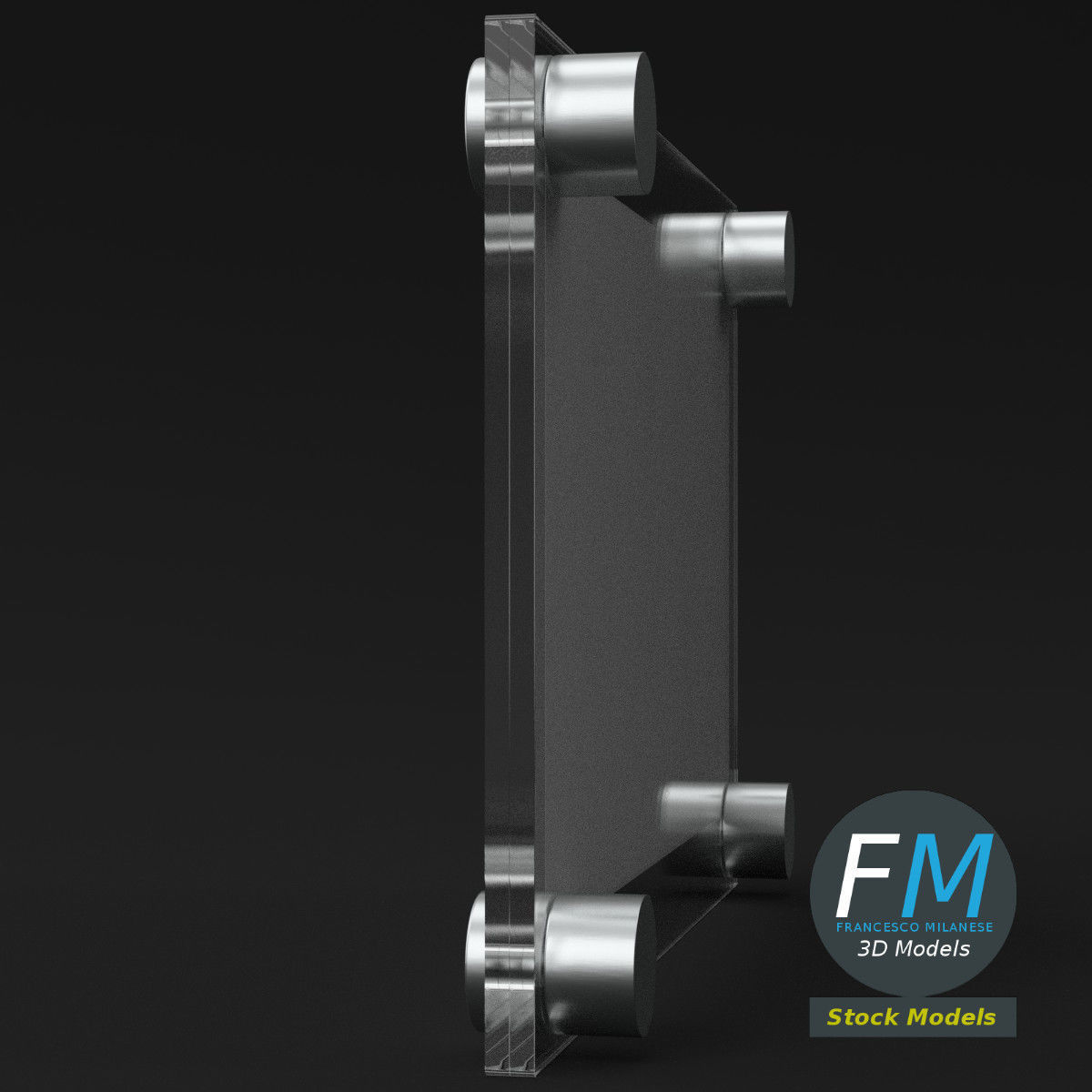 Wall mounted glass plate mockup 3D model_5
