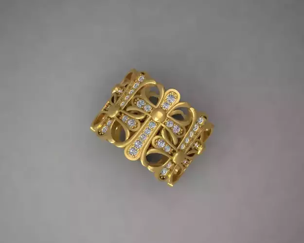 DRing-1 cross ring with diamonds