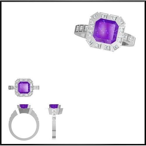 JCD Format Silver rings with coloured stones files 3D print model
