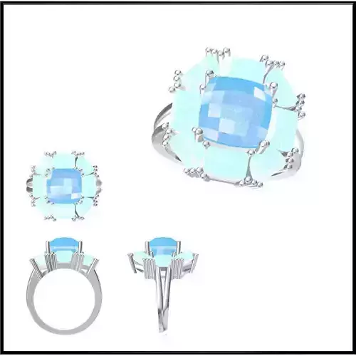 JCD Format Silver rings with coloured stones jewelry 3D print model