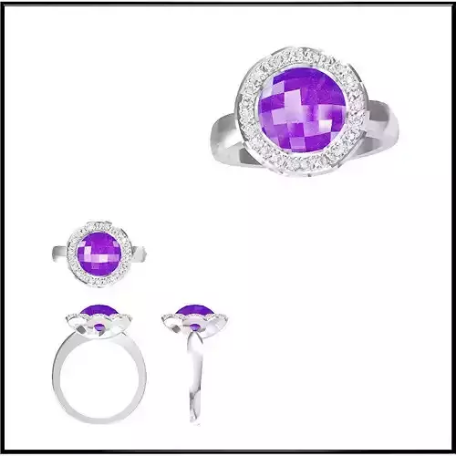 JCD Format Silver rings with coloured stones metal file 3D print model