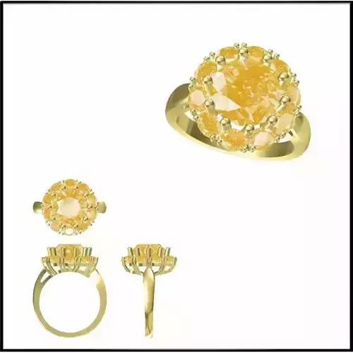 JCD Format Silver rings with coloured stones jewelry 3D print model