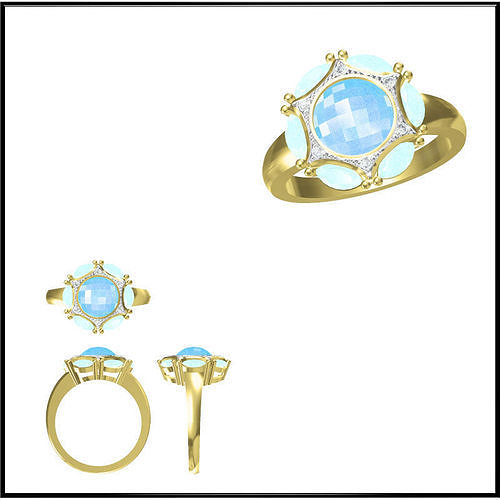 JCD Format Silver rings with coloured stones jewelry 3D print model