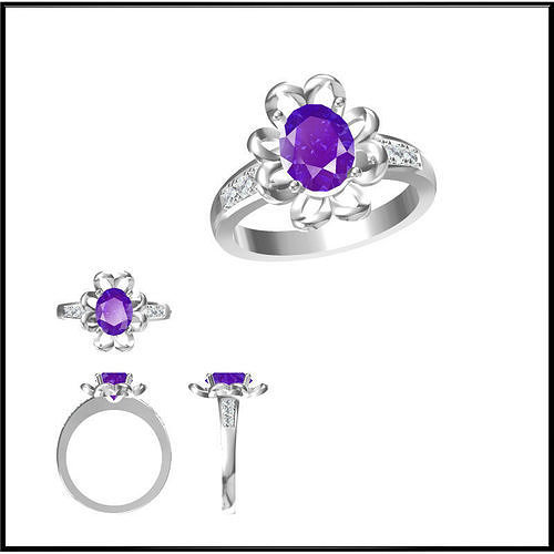 JCD Format Silver rings with coloured stones jewelers file set 3D print model