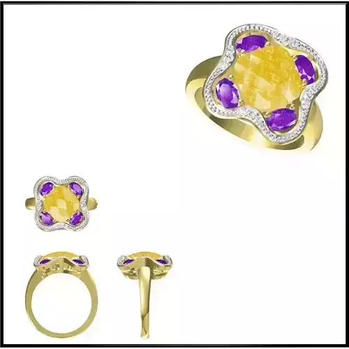 JCD Format Silver rings with coloured stones jewellery design 3D print model