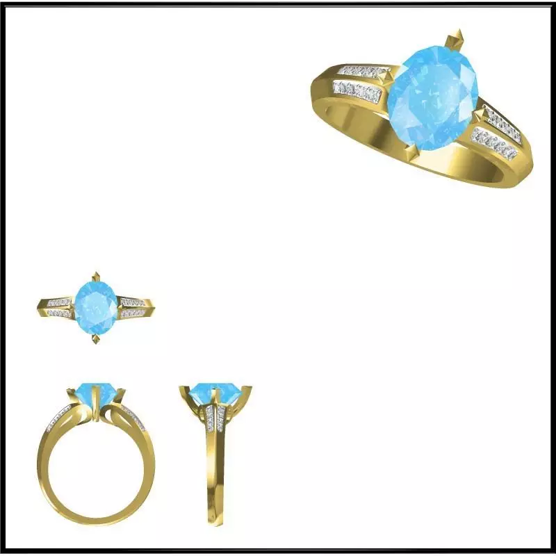 JCD Format Silver rings with coloured stones cad ring design 3D print model