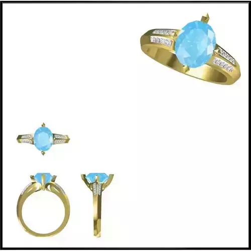 JCD Format Silver rings with coloured stones cad ring design 3D print model