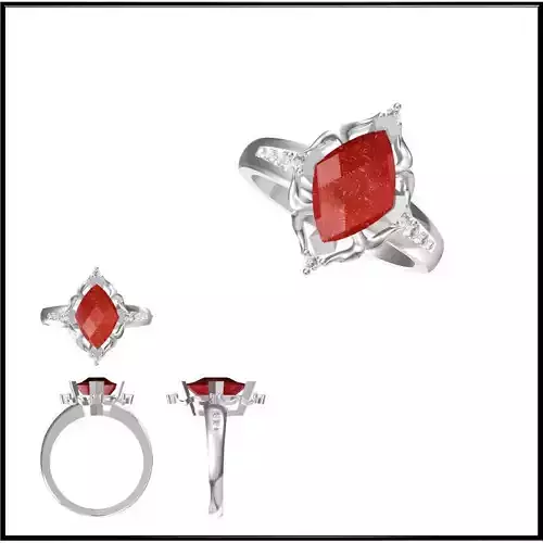 JCD Format Silver rings with coloured stones jewellery design 3D print model