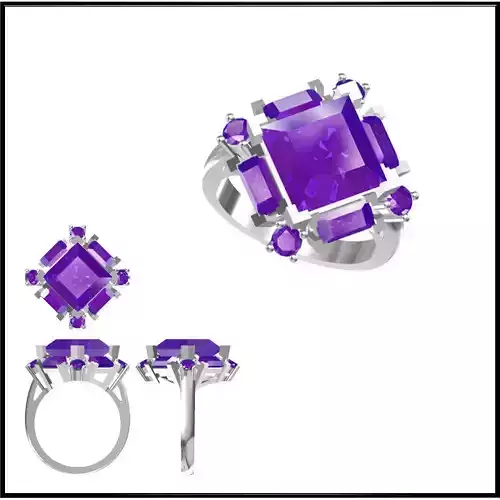 JCD Format Silver rings with coloured stones jewelry design