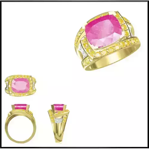 JCD Format Silver rings with coloured stones autocad jewelry