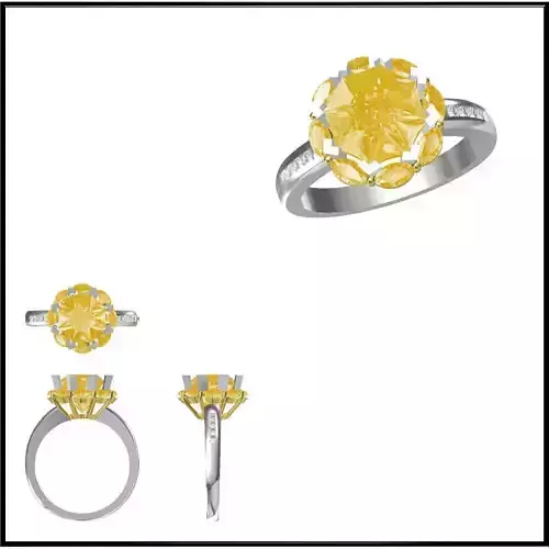 JCD Format Silver rings with coloured stones 3d jewelry cad