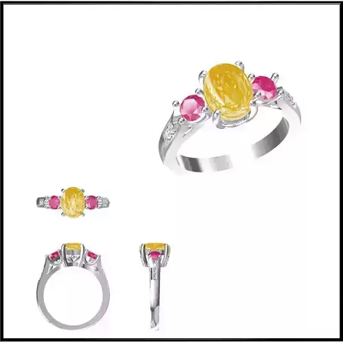 JCD Format  Coloured gem engagement rings ring cad