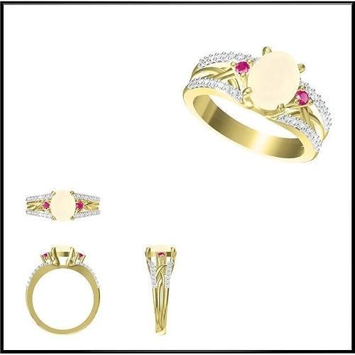 JCD Format  Coloured gem engagement rings jewelry design 3D print model