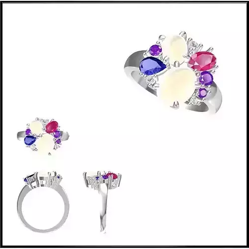 JCD Format  Coloured gem engagement rings rhino 3d jewelry