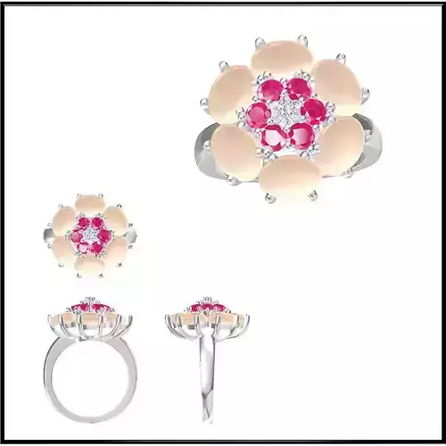 JCD Format  Coloured gem engagement rings jewellery cad design