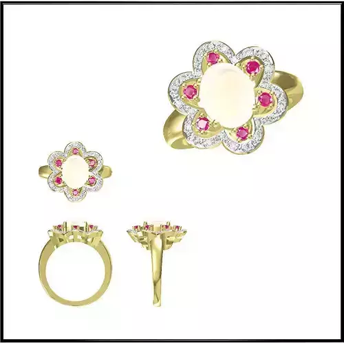 JCD Format  Coloured gem engagement rings jewellery 3dm files