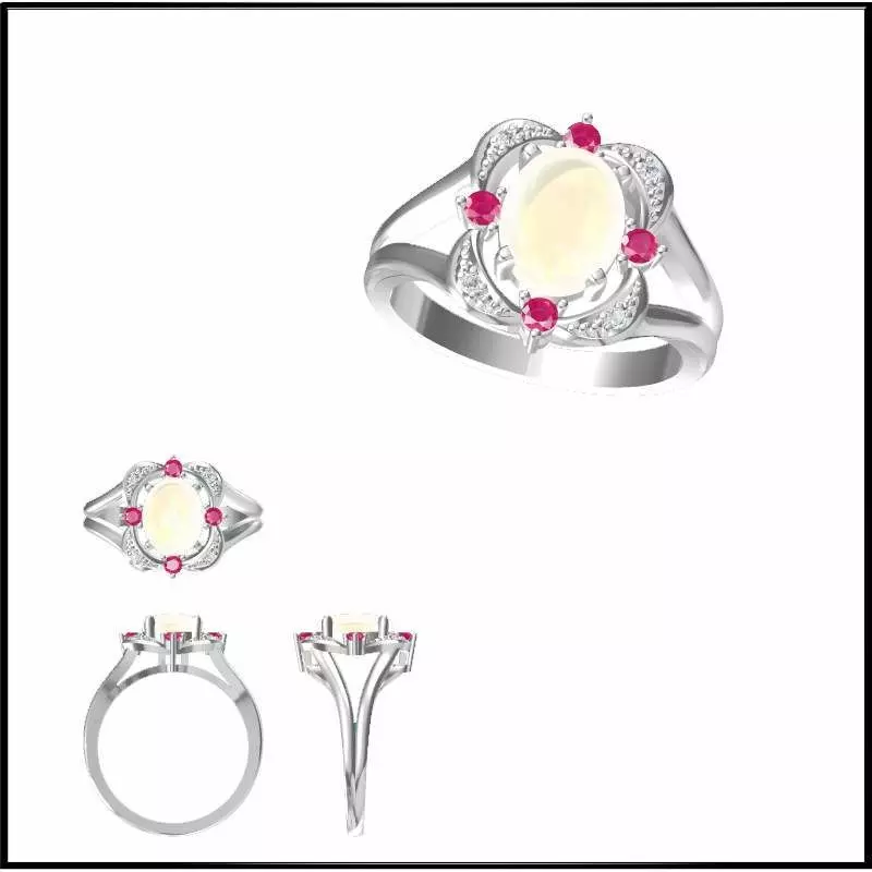 JCD Format Coloured gem engagement rings cad ring design 3D print model