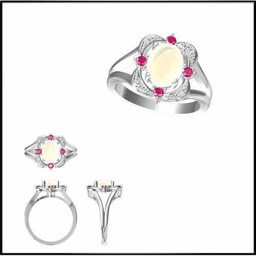 JCD Format  Coloured gem engagement rings cad ring design 3D print model