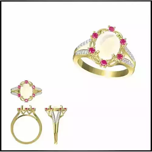 JCD Format  Coloured gem engagement rings cad jewellery design