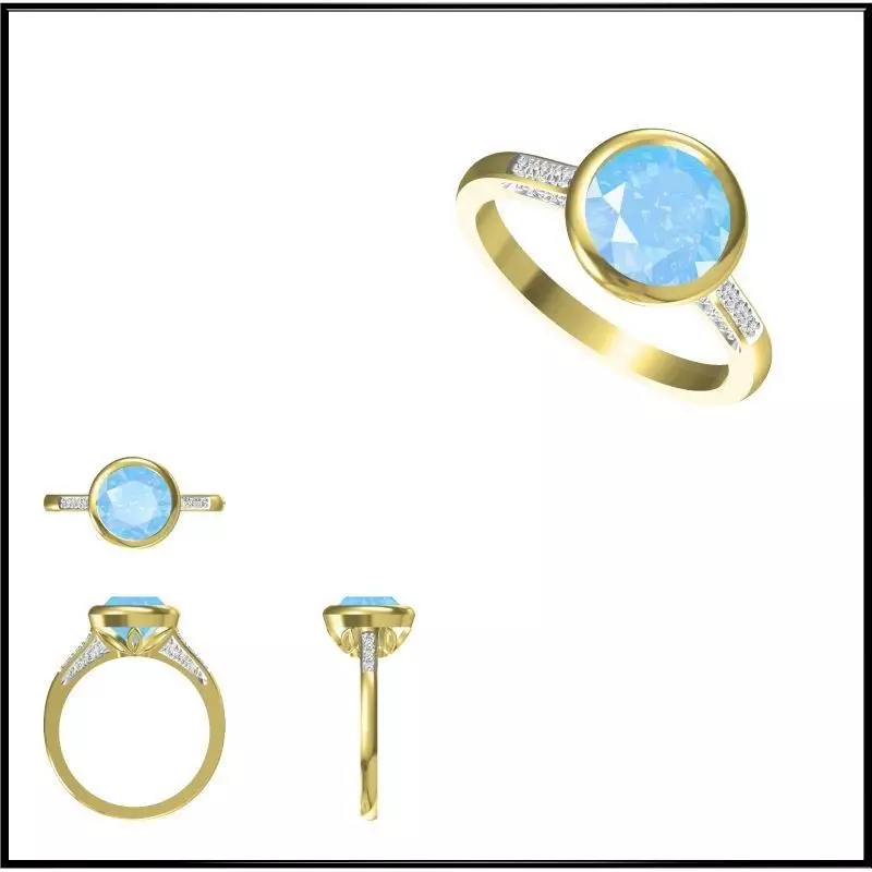 JCD Format Coloured gem engagement rings ring design 3D print model