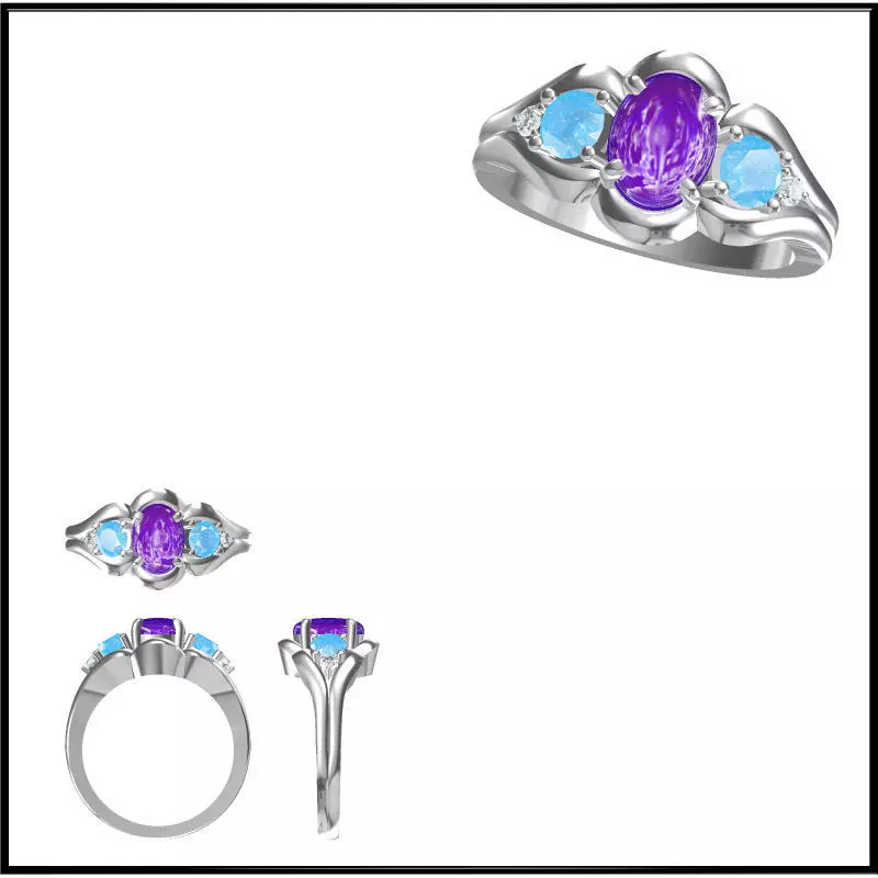 JCD Format Coloured gem engagement rings cad cam jewelry 3D model 3D ...