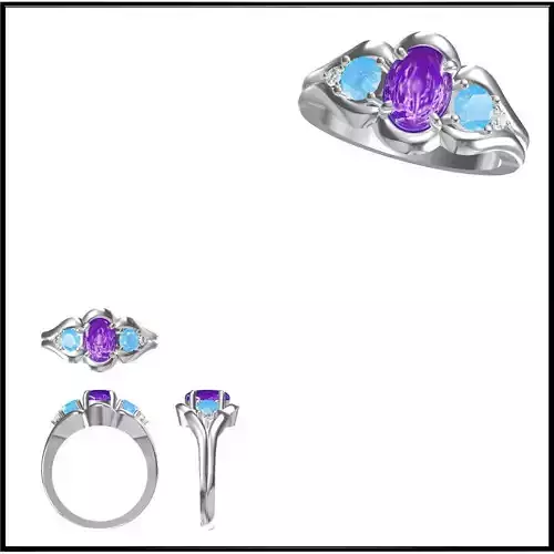 JCD Format  Coloured gem engagement rings cad cam jewelry