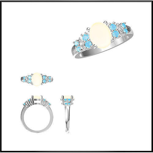 JCD Format  Coloured gem engagement rings 3dm jewelry 3D print model